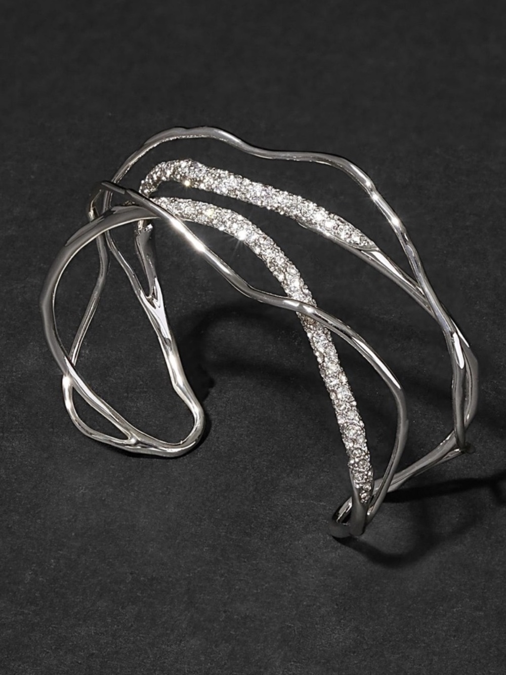 Alexis Bittar Solanales Silver Crystal Intertwined Cuff Bracelet